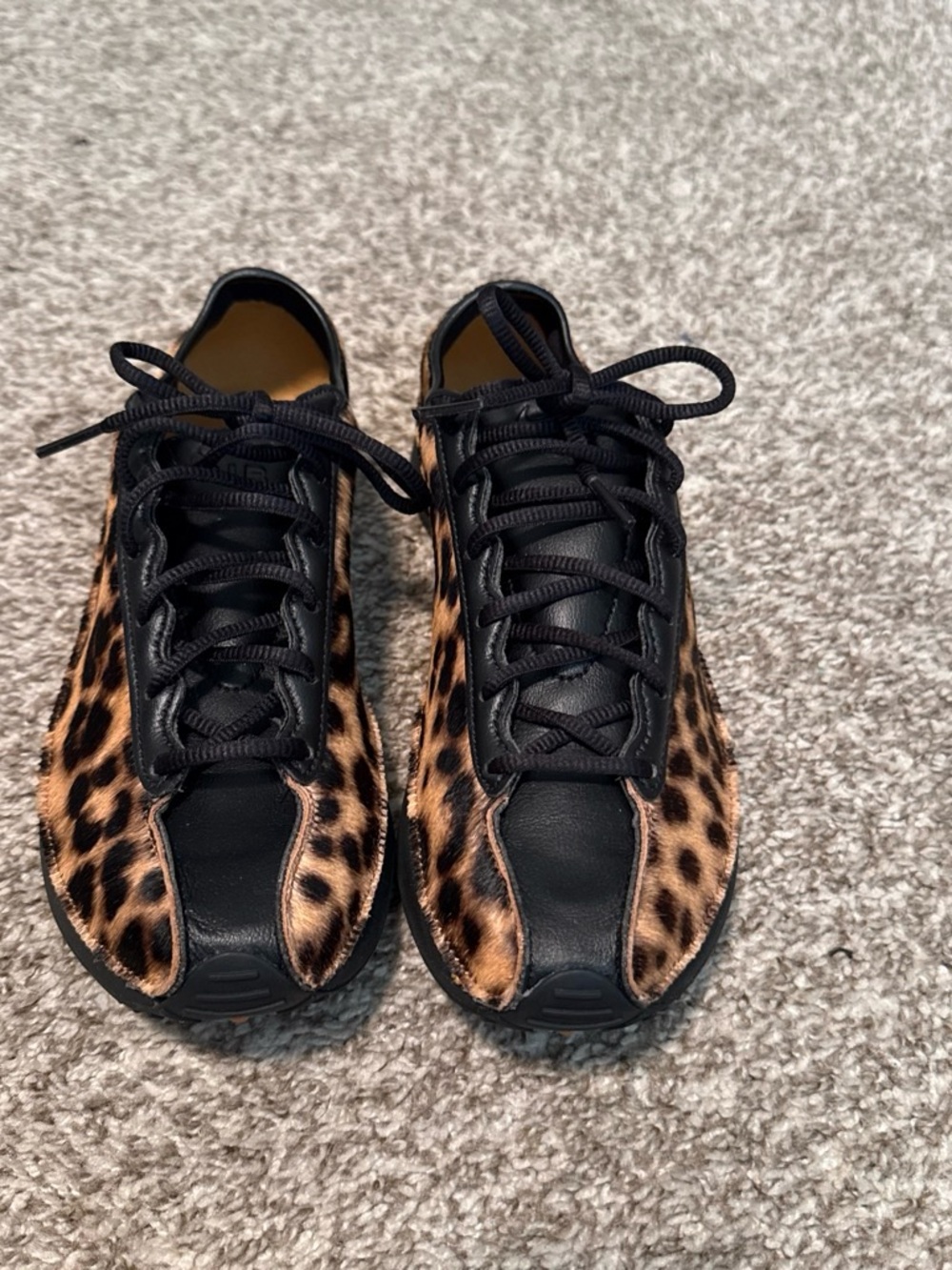 Women’s Leopard Print Casual Lace-Up Sneakers - Black & Brown